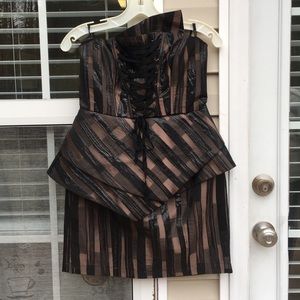 Bebe cocktail corset black and brown mini dress